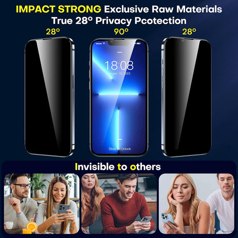 ImpactStrong Privacy Glass Screen Protector for iPhone 14 Plus/13 Pro Max, 9H Hardness, Bubble Free, Case Friendly,