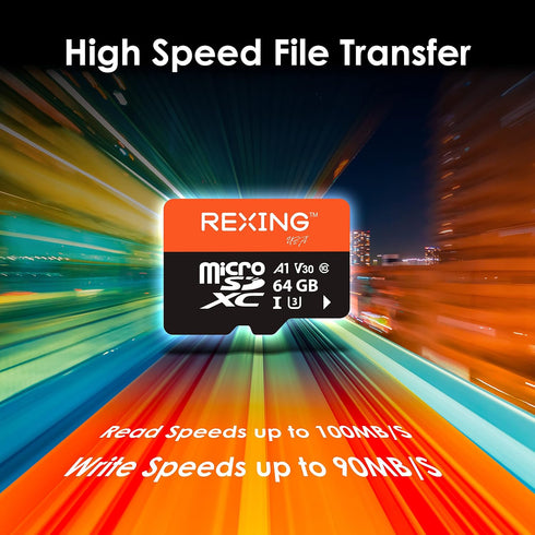 64GB microSDXC UHS-3 4K Full HD Video SD Card with Adapter for Dash Cams, Surveillance System, Security Camera