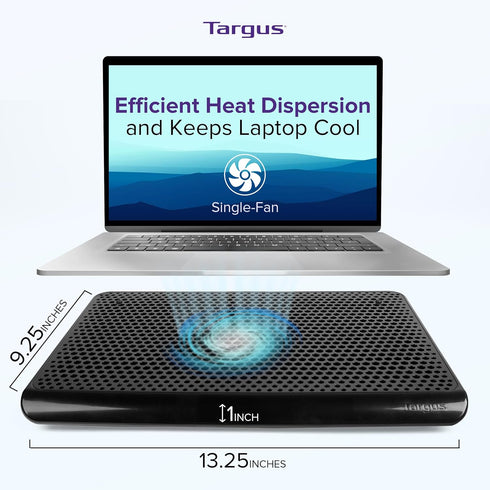 Targus Laptop Cooling Pad, Single Fan for Up to 16 Inch Macbook/PC, Black (AWE69US)