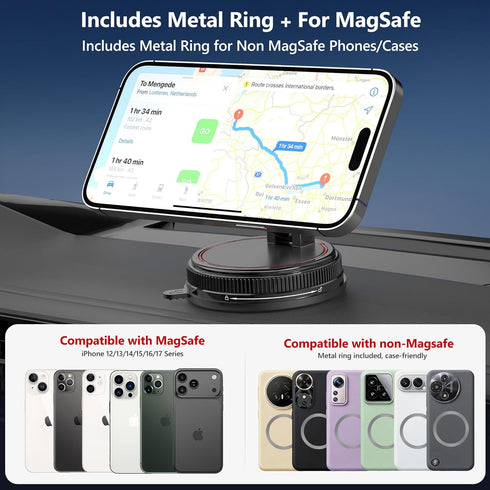NotiXas 108LBS 3000gf 360 17 Ma/17/16/15/14/13/12, Car Phone Holder Mount, Vacuum Suction for MagSafe Car Mount