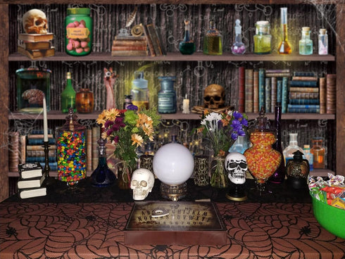 Mad Scientist Laboratory Backdrop for Kids, Halloween Magic School Background, 7X5FT (82x59inch) Decorations