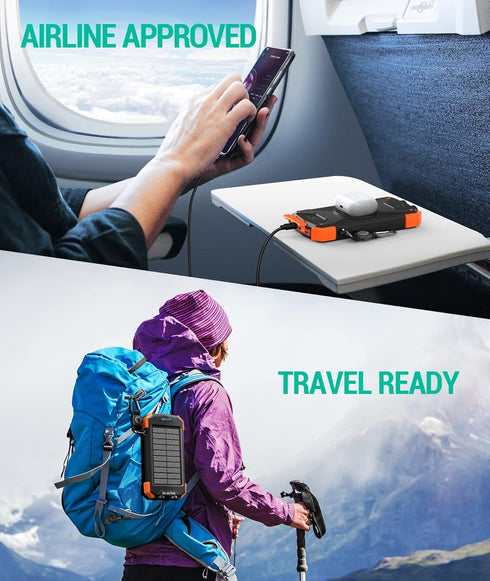 BLAVOR Solar Charger Power Bank 10,000mAh, Portable Wireless Charger, 20W Fast Charging External Battery Pack with USB