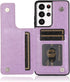 Samsung Galaxy S21 Ultra Phone Case, Purple, with Tempered Glass Screen Protector, Card Holder Wallet Cover, Stand Flip