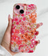 Qokey Cute Flower Case for iPhone 14/13, Shell Pattern Soft Bumper Lightweight Slim Fit TPU Shockproof (Pink Floral)