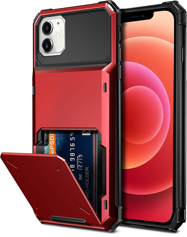 Vofolen Compatible with iPhone 12 Case - 5G Wallet with 4-Card Slot, Dual Layer Protective Back Cover