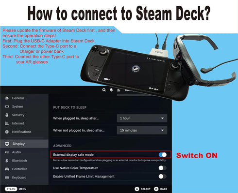USB-C to Glasses and Charging Adapter, Charge and Play for Switch, Steam Deck, Compatible with Various Glasses