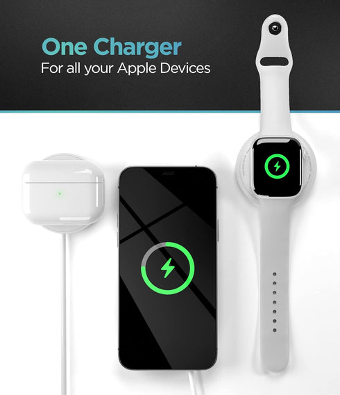 Galvanox 2-in-1 Charger Desinged for iPhone and Apple Watch Combo - Magnetic Dual Sided Charging Compatible with MagSafe (USB C)