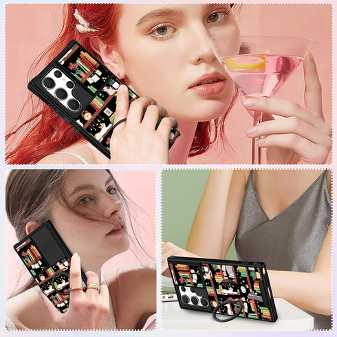 Funermei S24 S24 for Samsung Galaxy Ultra Case - Women Girls Cute Phone Cover Pretty Girly Aesthetic Bookshelf Unique