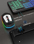 Wireless Keyboard and Mouse Combo, Large Print, RGB Backlit, Oversize Light Up Letters, Rechargeable, Ergonomic Tilt