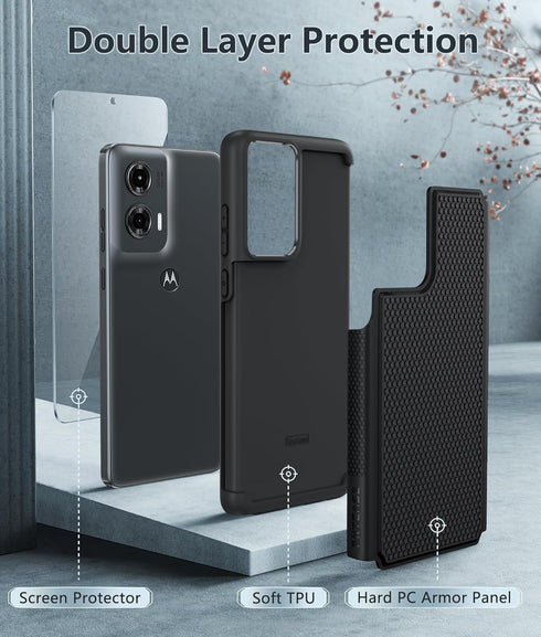FNTCASE Motorola Moto G-Stylus-5G-2024 Case, Dual Layer Heavy Duty Shockproof Rugged Non-Slip Textured Back