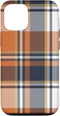 Navy Black and Orange Plaid Halloween Case for iPhone 12/12 Pro, Fall Autumn Pumpkins Design