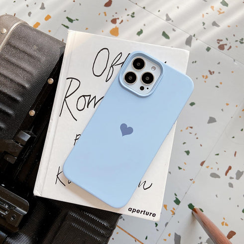 Jmltech Silicone Case for iPhone 13 Pro Max, Slim Blue Heart Design with Soft Microfiber Lining