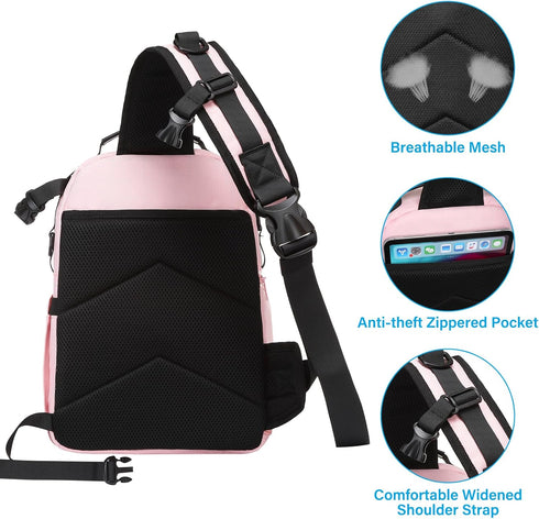 MOSISO Camera Sling Bag, Crossbody Sling Backpack for DSLR/SLR/Mirrorless with Tripod Holder & Removable Inserts, Pink