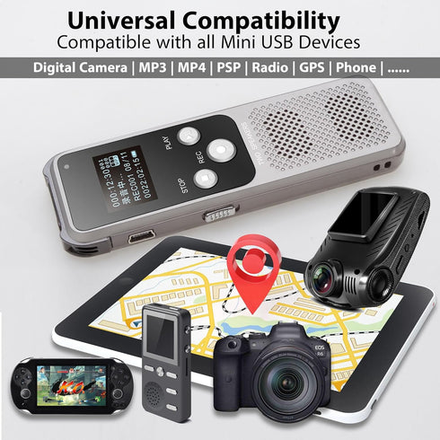 Mini USB OTG Cable - Braided Adapter for Digital Cameras, USB A Female to Mini USB B 5-pin Male