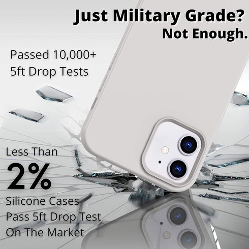 IceSword iPhone 12 Mini Case White, Thin Liquid Silicone, Soft Silk Microfiber Cloth, Shockproof Gel Rubber Full Body,