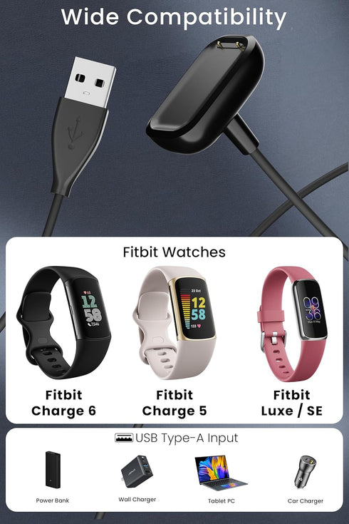 Charger for Fitbit Charge 5,Charge 6,Luxe Fitness & Wellness Tracker Charging Cable.