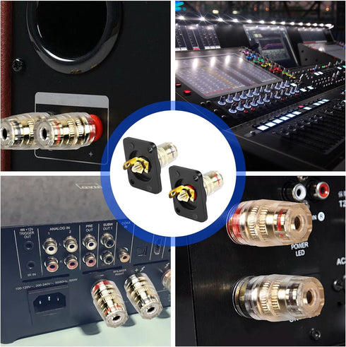 XMSJSIY D-type Speaker Box Terminal Binding Post Panel Mount 4mm Banana Plug Socket Connector for Amplifier Subwoofer