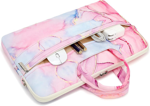 Pink Marble Pattern Waterproof Laptop Shoulder Bag for 14-15 Inch Laptops, Briefcase for 15.6 Inch