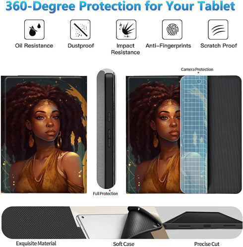 Keyboard Case for Kindle Fire Max 11 (13th Gen, 2023) with Detachable Wireless Bluetooth Keyboard, Black Girl