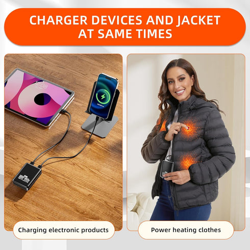 QTREE intelligence 2 Pack 5V2.4A 10000mAh Pack Power Bank for Heated Jacket Vest Underwear Pants, Portable Dual USB