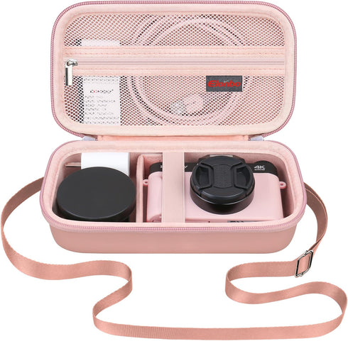 4K Digital Camera Carrying Case for Femivo, VETEK, IWEUKJLO, Travel Compact Storage Cover Bag, Rose Gold