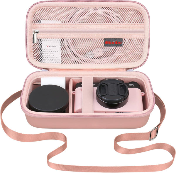 4K Digital Camera Carrying Case for Femivo, VETEK, IWEUKJLO, Travel Compact Storage Cover Bag, Rose Gold