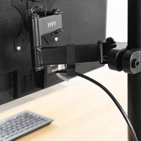 VIVO Steel Universal Full Motion Pole Mount Monitor Arm, Fits 17 to 32 inch Screens, Black, MOUNT-POLE01A