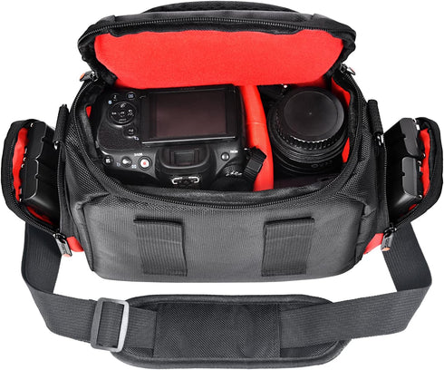FOSOTO Camera Shoulder Bag Case for Nikon D3000, D3200, D3300, D5100, D5300, D7500, D500, D610, Canon 2000D