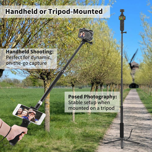 uconsmimo 36 inch 4/3 360, Retractable Selfie Stick+Tripod Mount for DJI Osmo Pocket & Osmo Extension Rod+Tripod