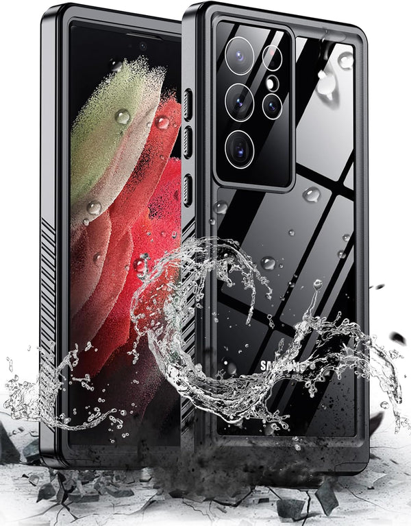 Hualele Waterproof Case for Galaxy S21 Ultra, Built-in Lens & Screen Protector, Rugged Heavy Duty Shockproof IP68