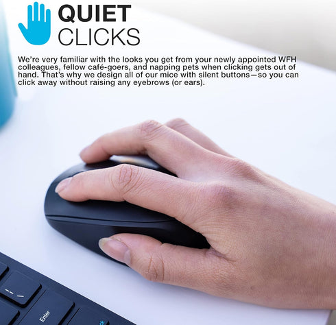 JLab GO Wireless Mouse, Black, Connect Via Bluetooth or USB Wireless Dongle, Multi-Device Toggle, Portable,