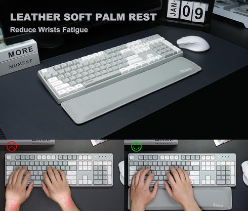 Wireless Keyboard and Mouse Combo with Wrist Rest, 2.4G Full-Sized Keyboard and Mouse, Dual-System for Computer/Laptop