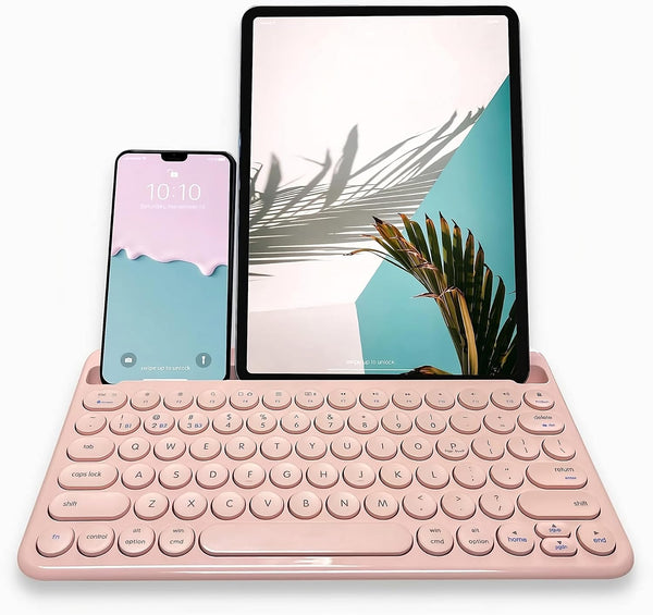 Macally Bluetooth Keyboard for Tablet, Wireless Keyboard for iPad, iPhone Keyboard (Multi-Device, Built-in Stand,