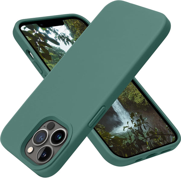 OTOFLY iPhone 13 Pro Case, Full-Body Silicone Shockproof Slim Thin Compatible with MagSafe, Midnight Green