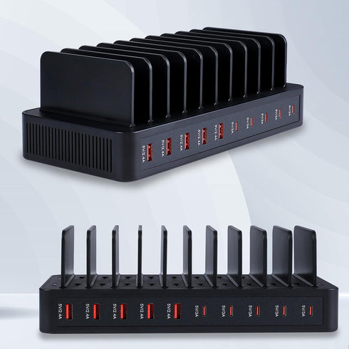 Haioulun 100W 10-Port 5 5 Smart Charging Station | USB-A & USB-C Ports | Organized Design for Cellphones, Tablets