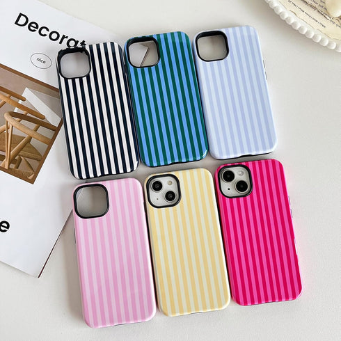 CHEDEMK 13/14 13/14 6.1"- Compatible with iPhone Case, Cute Fashion Aesthetic Striped Pattern Cover for Women