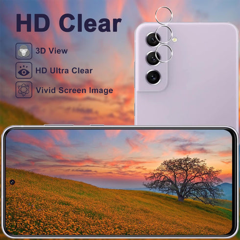 Galaxy S21 FE 5G Screen Protector + Camera Lens Protector, 9H Hardness, HD Tempered Glass, Scratch Resistant, Easy