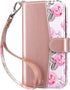 ULAK Compatible with iPhone 15 Pro, Wallet Case with Card Holder, Flower Flip Case for Women Girls, Rose Gold