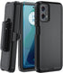 Heavy Duty Case for Moto G 5G 2024/Moto G Play 5G 2024, with Belt Clip, Tempered Glass Protector, Black