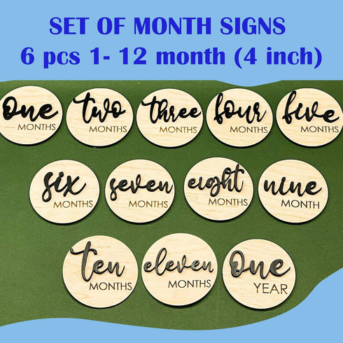 (S001) Baby Monthly Milestone, Wooden Baby Milestone Signs, Monthly Milestone Wood Discs, Baby Milestone Discs