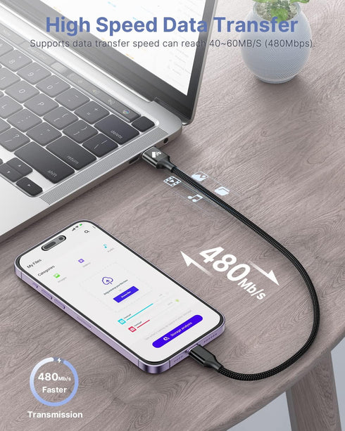 Aioneus 1ft Lightning Cable 2-Pack, Apple Certified Fast Charging Nylon Braided for iPhone 14 13 12 11 Pro XS Max XR 8