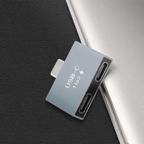 GELRHONR USB C to USB C Adapter, 10Gbps USB C Male to Dual Type-C Female Converter, 65W Double Type-C Port Charger