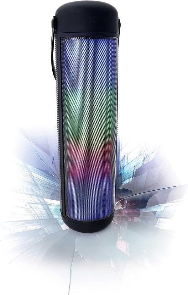 Riptunes Mini Tower Night Light Bluetooth Speaker, Portable Wireless Speaker with Changing LED Lights, Built-in FM Radio
