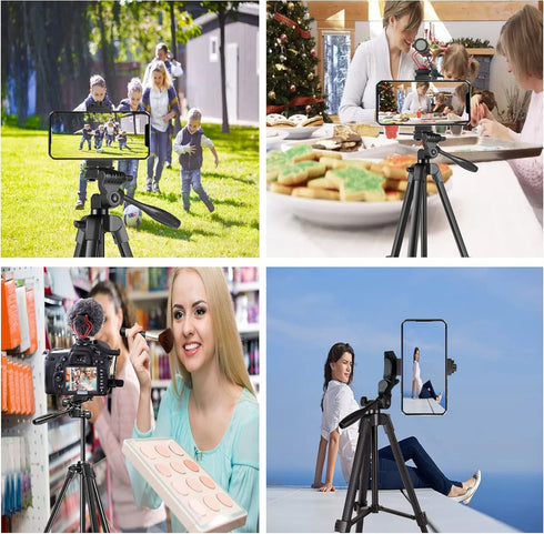 Peastrex 55'' Camera Tripod with Travel Bag, Cellphone Tripod with Remote, Aluminum Portable Travel Tripod Stand