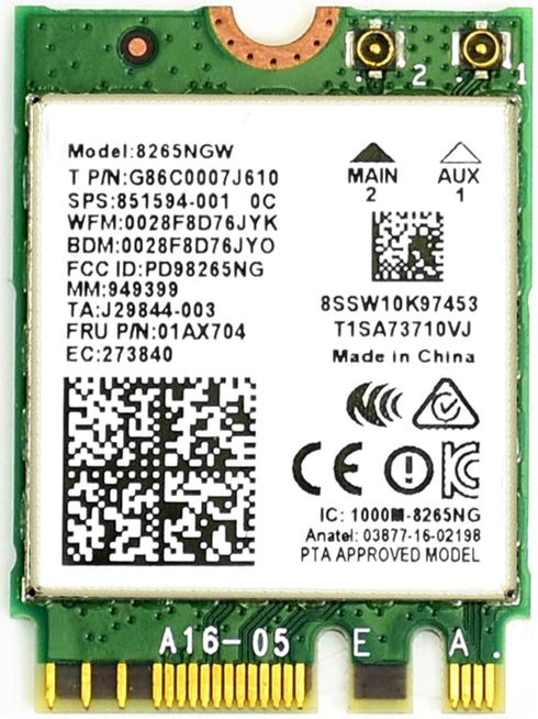 Wireless-AC8265 Dual Mode NIC Module for Jetson Nano Developer Kit, Supports 2.4GHz/5GHz Dual Band WiFi & Bluetooth