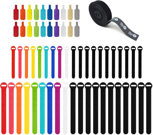 Wrap-It Storage Cable Management Value Pack – 40 Self-Gripping Cable Ties, 20 Cable Labels, 12ft Perforated