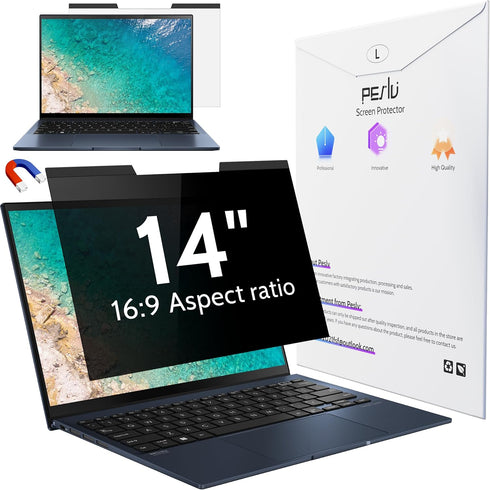 Peslv Magnetic Laptop Privacy Screen 14 inch for 16:9 Computer Monitor, 14"