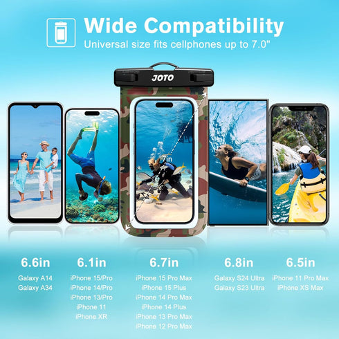 JOTO Universal Waterproof Phone Pouch, Cellphone Dry Bag Case for iPhone 14 13 12 11 Pro Max Mini, Galaxy S21 S20 S10
