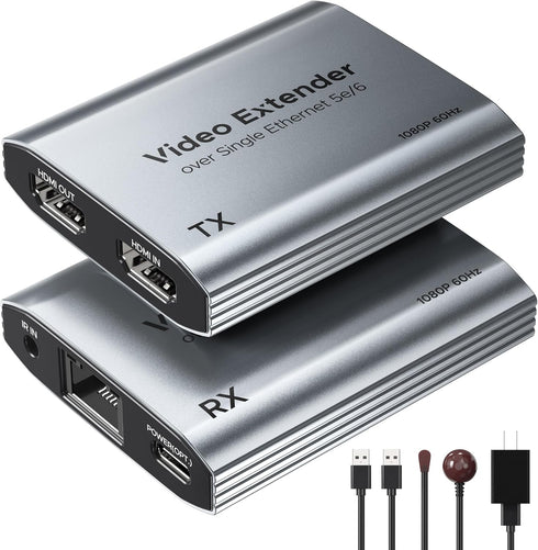 ByteWave HDMI Extender 1080P@60Hz, HDMI Over Ethernet Cable Cat5e/6/7 up to 50m/164ft, Loop-Out,
