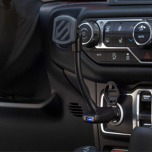 Scosche MAG12VB MagicMount Universal Magnetic Car Phone Holder with USB Charger, Easy Magnet Mounting for All Devices
